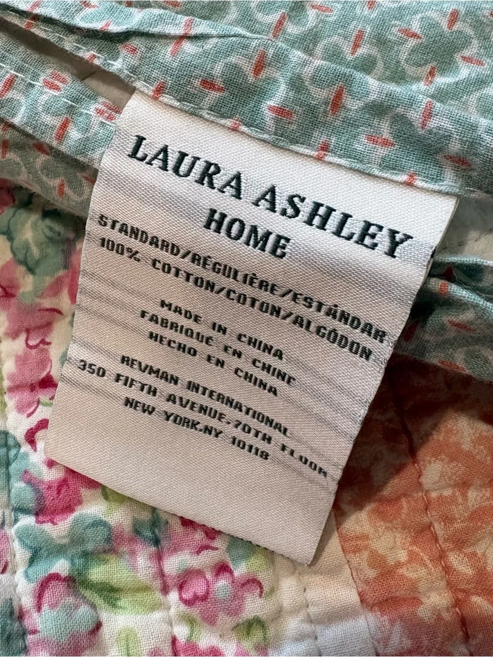 Laura Ashley Pillow Shams Set‎ Of 2 Standard Pink Blue Floral Patchwork Quilted